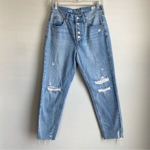 Free People Blossom Rigid Distressed Skinny Jeans Raw Hem Cotton